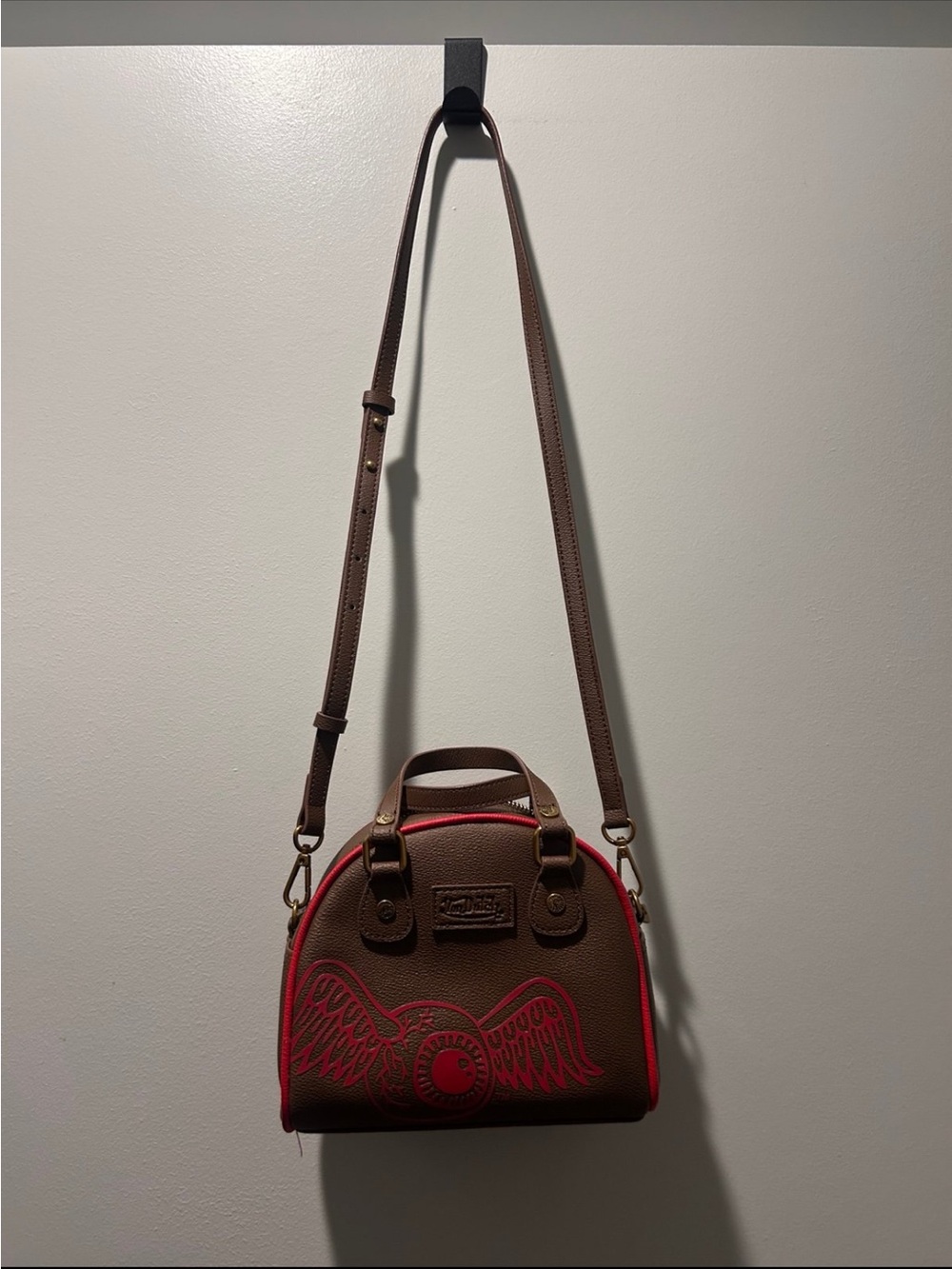 Von Dutch Brown with Red Trim Dome Crossbody